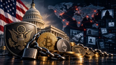 EUA apreendem milhões em criptomoedas vinculadas a esquema internacional de golpes.